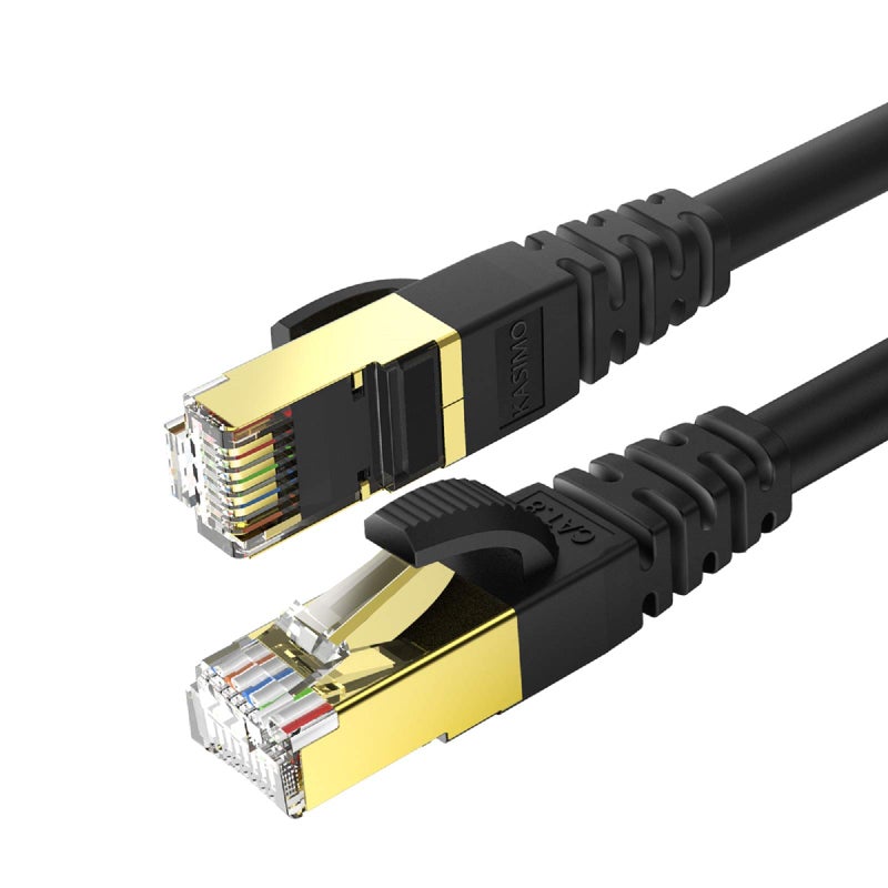 KASIMO Cat 8 Ethernet Cable 6 FT, Cat8 Network LAN Cable High Speed 40Gbps with RJ45 Gold Plated Connector SFTP Shielded Cord, 26AWG Gaming Internet Cable for Router, Modem (Black, 6FT 1 Pack) - Image 1
